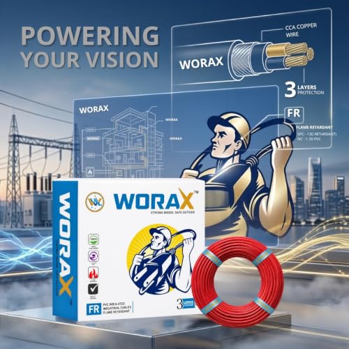 Image of WORAX 1.5 Sq mm Red House Wiring Wire (90m) | Safe & Flexible Multi-Strand CCA Phase Cable | Ideal for Lights & Main Switches