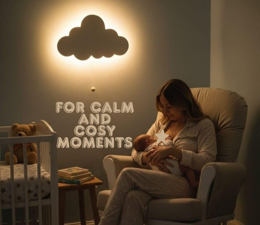 Happy Woody Set of 2 Cloud Wall Lights for Nursery/Baby Room Lighting/Kids Room Wall Decor/Children Night Light/Warm White Led Light (White) - Image 2