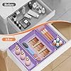 SpaceHacks 25 PCS Plastic Drawer Organizer Set, 4-Size Versatile Organizer Trays & storage Bins for Makeup, Jewelry, and Gadgets in Bathroom, Bedroom and Office,Clear Purple