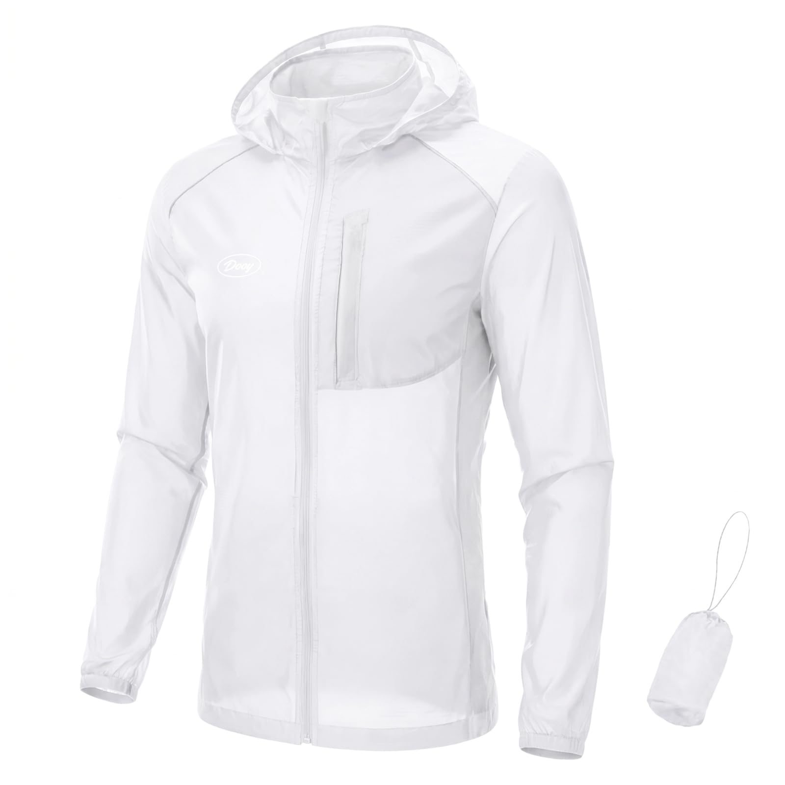 CGLRybO Mens Cycling Running Jacket, Thin Lightweight Packable Hoodies with Storage Bag, Windbreaker with UPF 50+ Sun Protection, Outdoor Coat for Hiking, Biking, Travel, 80g