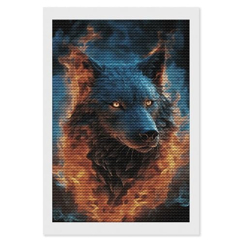 Broderie diamant 5D loup bleu canevas mosaïque adultes