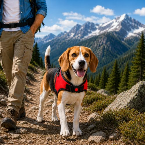 Image of No Pull Dog Body Belt | Adjustable & Soft Padded Dog Harness | Perfect for Small Breeds | for 05-13Kg Dogs - Shih Tzu, Poodle, Chihuahua (S, Red)