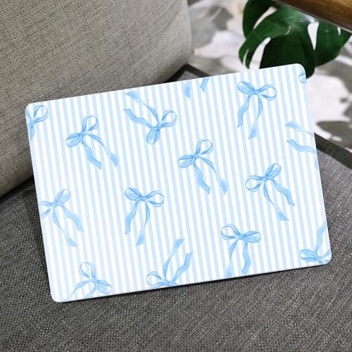 Image of MEEgoodo for M5 /M4 /M3 /M2 MacBook Air 15 inch Case 2026 2025 2024 2023, Case Fit Model (A3448 /A3241 /A3114 /A2941) for MacBook Air 15.3 inch, Blue Stripes&Bows