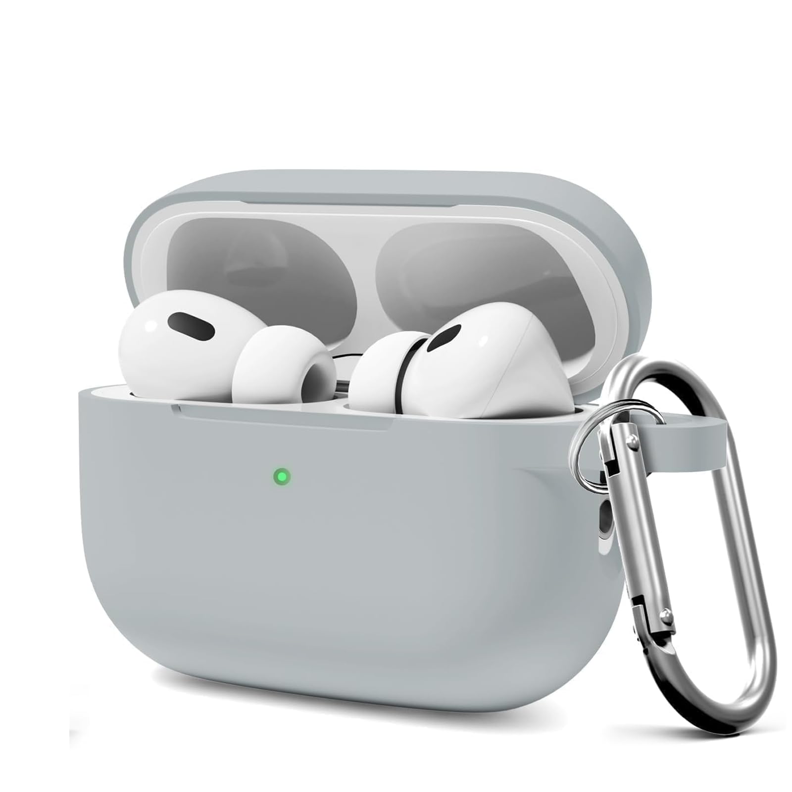 MOLOPPO for AirPods Pro 2 Case Cover, Compatible with AirPods Pro 2nd/1st Generation Case Cover Accessories with Keychain,Gray