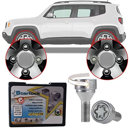 Trava Antifurto Anti Roubo de Roda Parafuso Porca Farad Starlock Jeep Renegade 2015 Em Diante Com Mais de 10.000 Segredos A1C/E