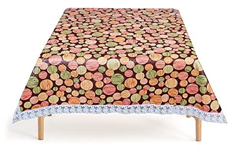 Image of The Furnishing Tree Waterproof Square Shaped 4 Seater Printed Table Cover Size 54x54 inches with White Border Lace