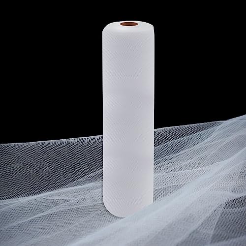 Image of White Tulle Fabric Rolls 54 Inch by 10 Yards Fabric Tulle Bolt for Wedding Christmas Decorations Gift Wrapping Garden Netting DIY Tutu Baby Shower Table Skirt Birthday Party Craft Supplies