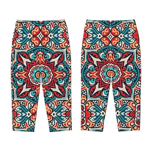 Pajama Pants Pajama Bottoms with Elastic Waistband Sleepwear Lounge Pants, Mandala Flowers 13