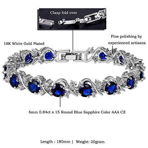 RIZILIA BLOSSOM Tennis Bracelet & Round Cut CZ [6 Colors available] in White Gold Plated, 7"2