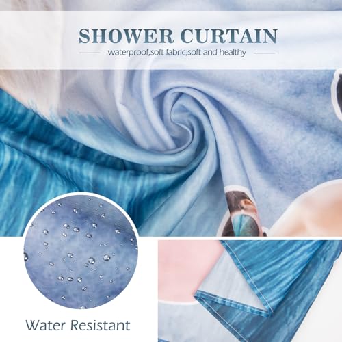 Image of Aimego Stall Small Shower Curtain - Funny Cute Cool Ocean Cat with Weird Adults Beach UFO Fun Narrow Half Fabric Cloth Shower Curtain Set for Bathroom Decor Accessories Bath Curtain, 36 inchx72 inch
