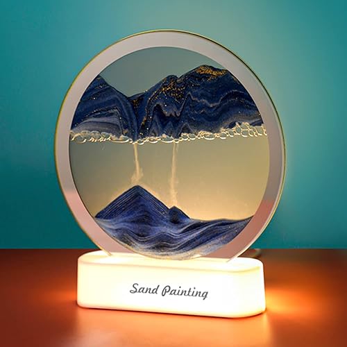 Miniatura 2 de OSDUE Cuadro artístico de arena móvil en movimiento decoración de arte de arena movediza 3D con luces LED marco de escena de arena marina fluyente
