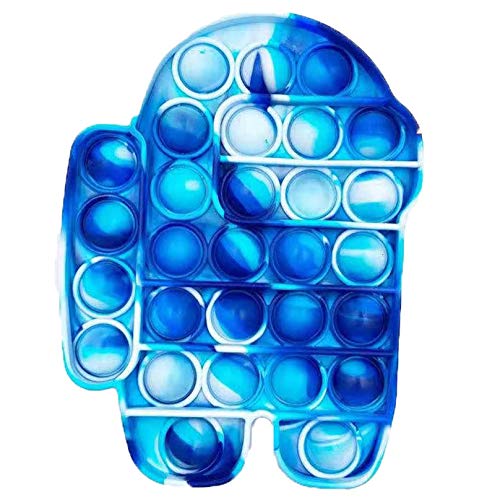 Push Pop Bubble Fidget Sensory Toy, Tie-dye Squeeze Sensory Toy, Stress Relief Mini Silicone Figetget Toy for ADD ADHD, Popping Fidget Novelty Gift for Kids Adults (Among Us-Camouflage Blue)