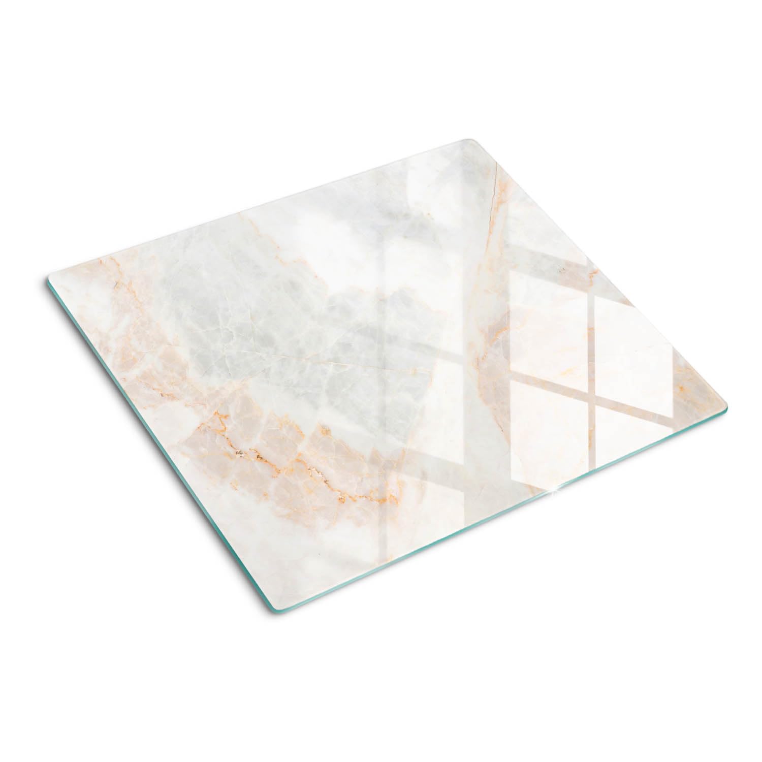 Planche à Découper en Verre 60x52 cm Pieds Antidérapants Symétrique Avec Impression Bords Polis Modernité Résistant à la Chaleur Contact Alimentaire Décoration - Marbre