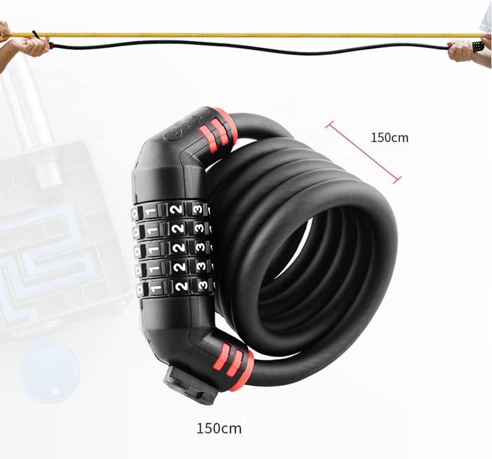 Lucchetto in Lega con Combinazione a 5 cifre, Lucchetto con codice per Bicicletta, Lucchetto con Cavo in Acciaio antifurto per Bicicletta, motociclette e Mountain Bike.