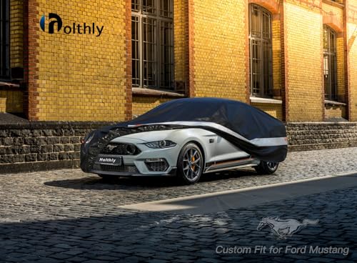 Image of 10 Layers Car Cover Custom Fit for Ford Mustang, Shelby, GT350, GT500 (1964-2026) Waterproof All Weather for Automobiles, Outdoor Full Cover Sun UV Rain Protection.Black