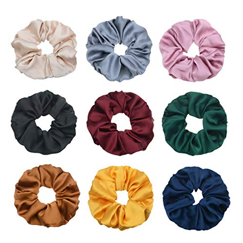 9 Pcs Extra Large Silk Like Scrunchies for Thick Hair Ties Women Accessories