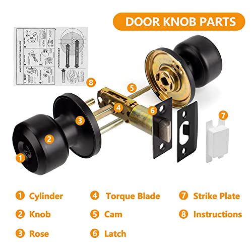 Hepflanze 15 Pack Keyless Matte Black Door Knobs Privacy Interior Lock For Passage Bedroom Bathroom, Doorknob Without Key Door Handle Screws Include #TOP3