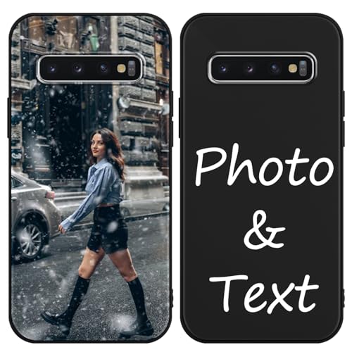 Foonary Funda Personalizada para Samsung Galaxy S10 4G 6,1'', Personalizable Case con Foto Imagen Texto Nombre Diseño, Personalizado Carcasa Custom Flexible Protector Cover para Samsung S10 4G, Negro
