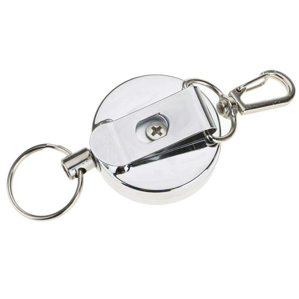 Llavero Extensible Retractil LIUGX Paquete De 2 Llaveros Retráctiles Para Soporte De Airtag, Carrete De Insignia Con Cuerda De Alambre De 31.5 Pulgadas, Más De 10.000 Rebotes, 8 Onzas, Fácil Instalación, Para