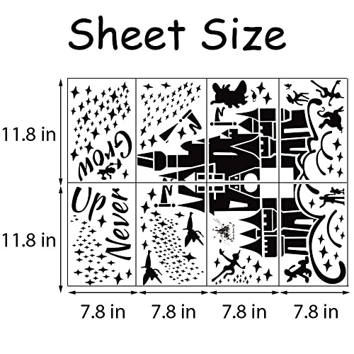 Supzone Peter Pan Wall Stickers Fairy Tale Castle Wall Decal Never Grow Up Quotes Stars Wall Decor Diy Mural Art For Baby Nursery Room Kids Bedroom Playroom-Black #TOP6