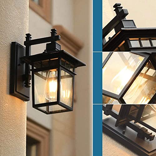 Aplique exterior negro mate con luz hacia abajo y protección IP44 impermeable 7