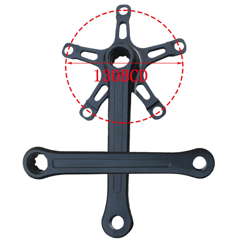 SHUNMIN Guarnitura MTB Bicycle Spline Cranks Mountain Bike 170mm Lunghezza 130 BCD. Lega di Alluminio Leggera in Lega Nera Argento Guarnitura(Noir)