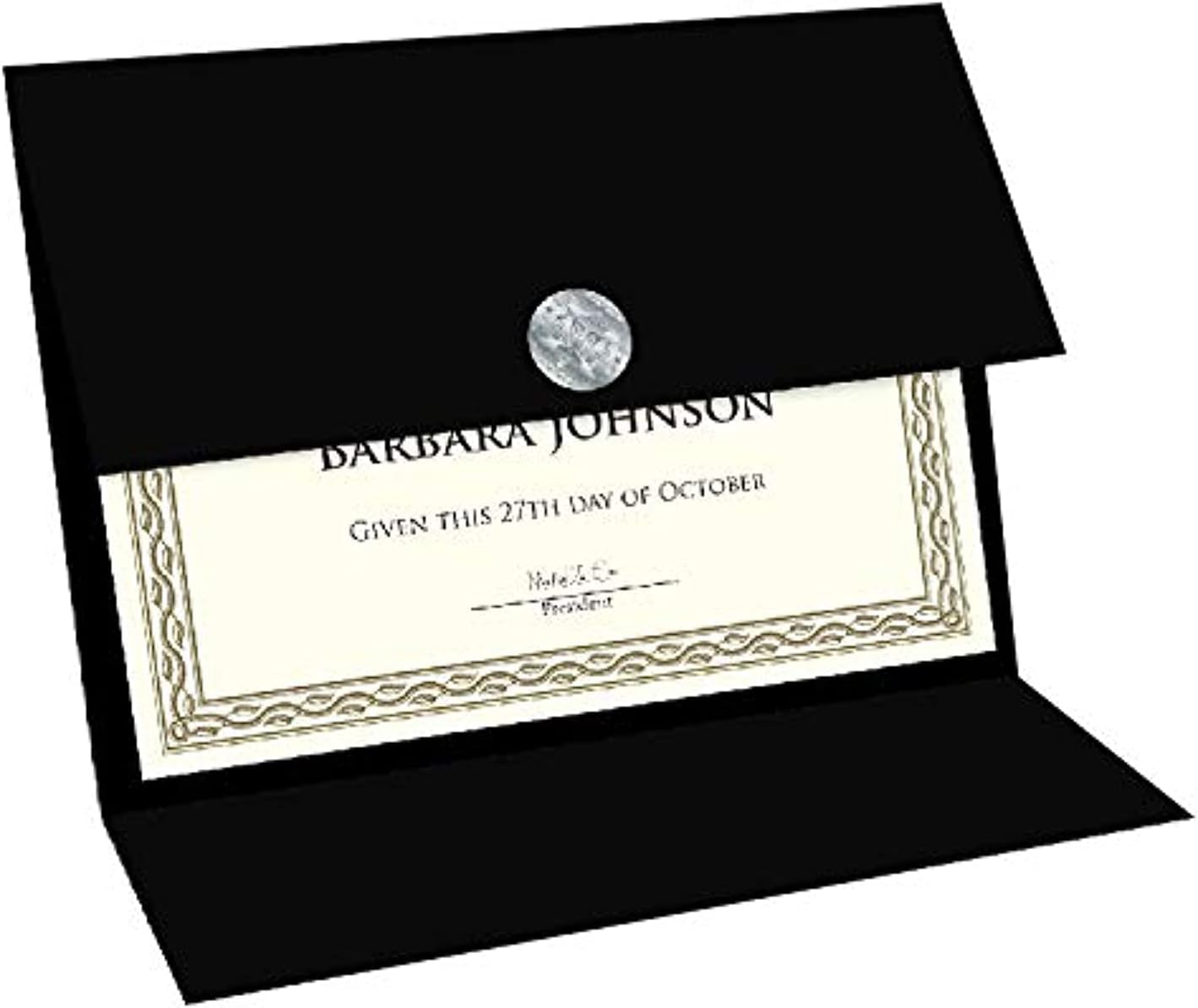 Tri Fold Black Certificate Holder, Linen Texture, 23.4 cm x 31.7 cm, 5/Pack (47838)