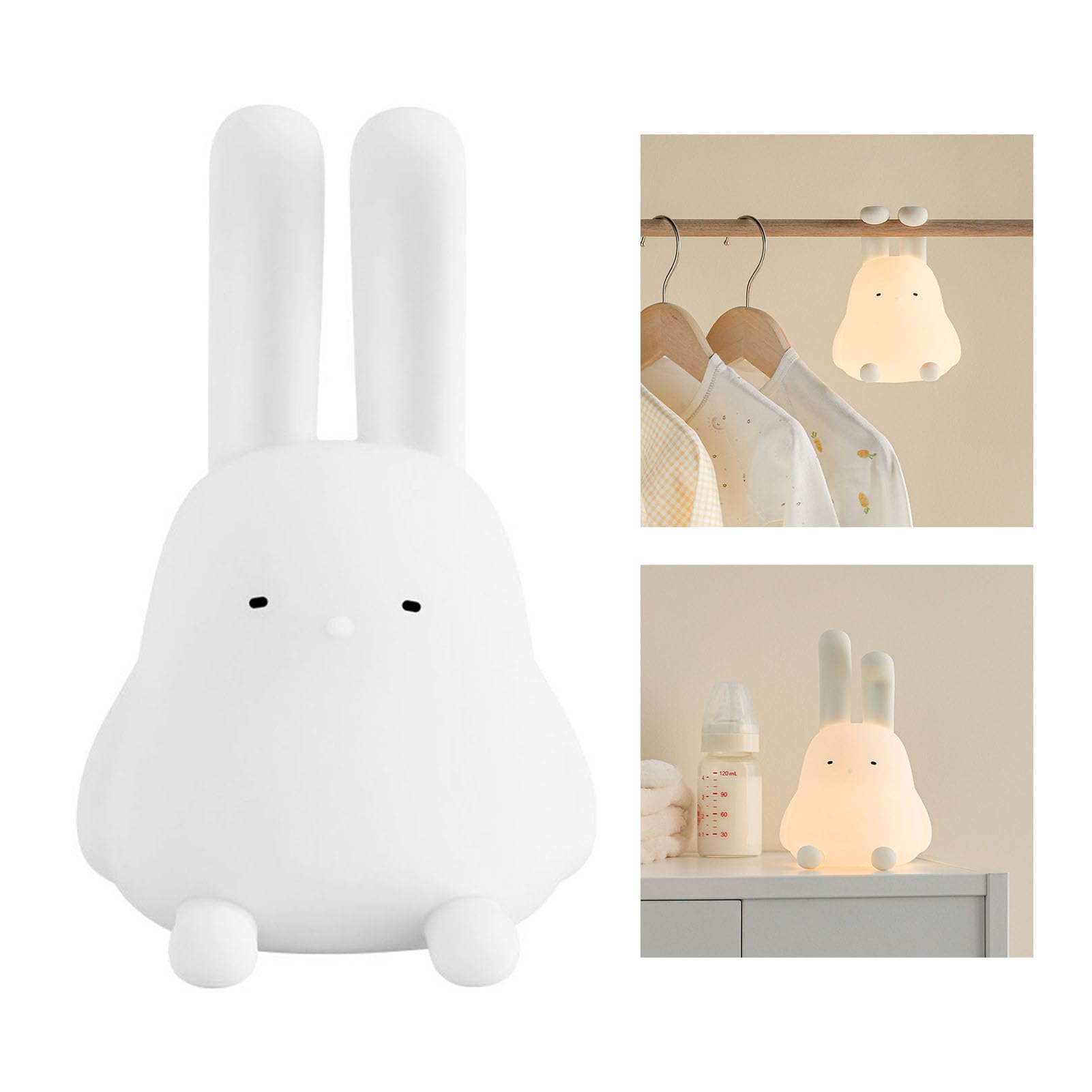 Garosa Lámpara de Mesa Recargable de Silicona con Forma de Conejo para Guardería, Lámpara de Mesita de Noche para Niños, Decoración para Habitación, Regalos para Niñas y Niños