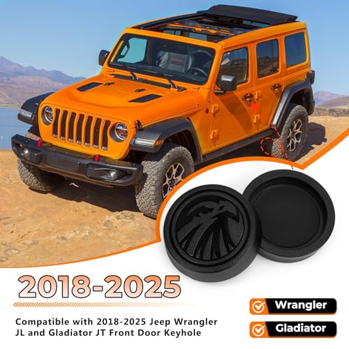 Image of CALBEAU Strong Magnet Keyhole Covers Compatible with 2018-2026 Jeep Wrangler JL and Gladiator JT Front Door, Door Lock Covers for Keyhole Protection (Eagle)
