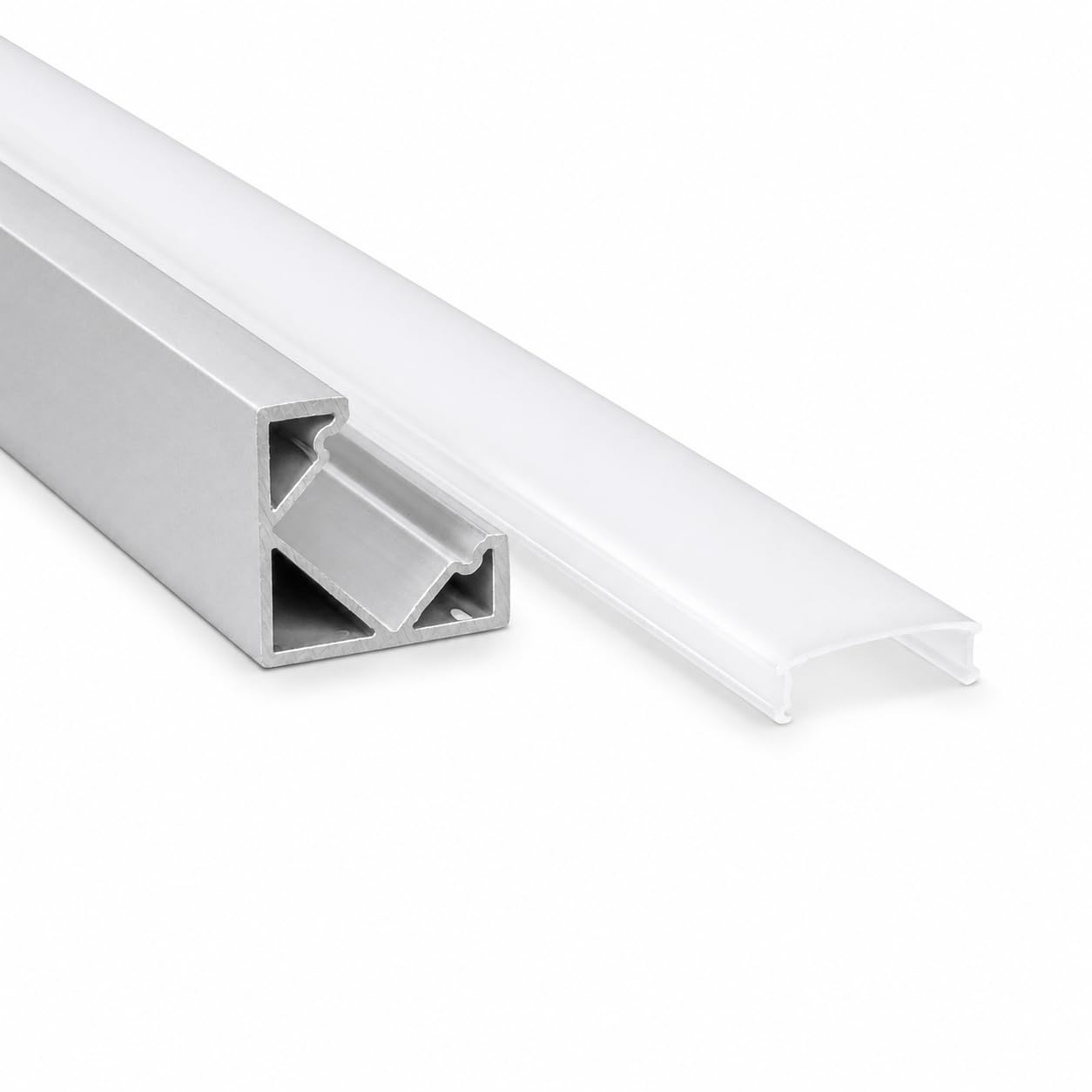 JANDEI - Lot de 20 Profilés en Aluminium en Sections de 1 Mètre, en Forme de V pour l'Installation de Rubans LED dans les Angles à 90°, avec Diffuseur Semi-Transparent, Embouts et Clips de Fixation