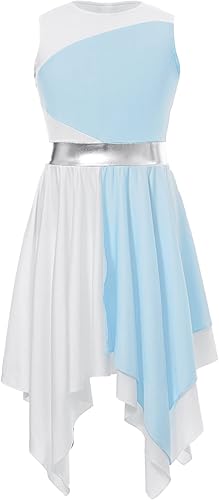 Miniatura 2 de CHICTRY Vestido de baile lírico sin mangas asimétrico para niñas, disfraz de adoración litúrgica contemporánea