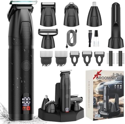 Bomxin Beard Trimmer for Men 6 in 1 Cordless Waterproof Electric ...