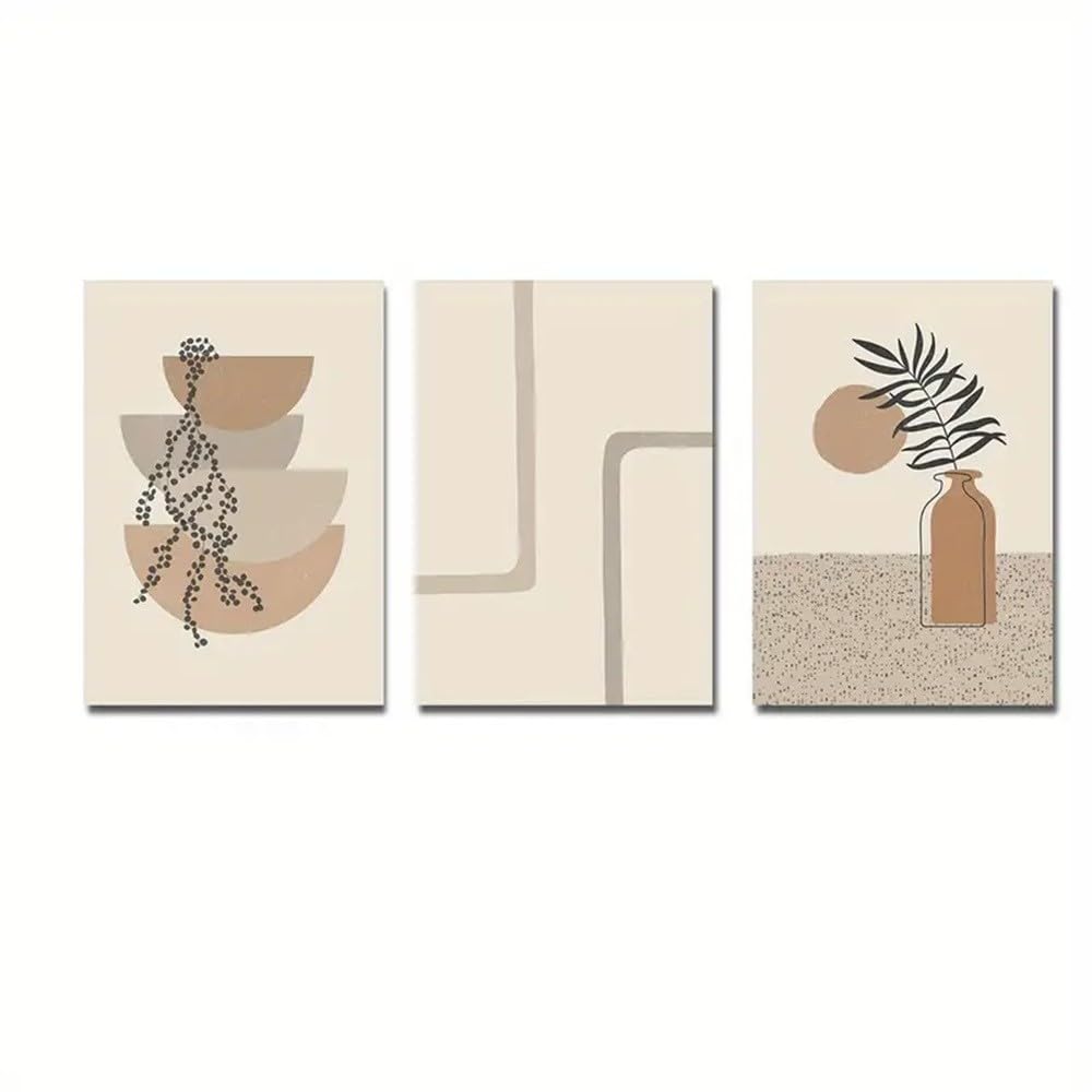 WBYZAC Botanical Posters-Canvas Poster Modern Wall Art Plant Vase Geometry Boho Abstract Painting for Living Room Kitchen Home Decor Room Decoration Artwork-60 * 80cm*3PCS (No Frame)