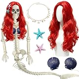 GUYES 5 Pcs Halloween Mermaid Skeleton Accessories Set for 5-6 FT Skeletons