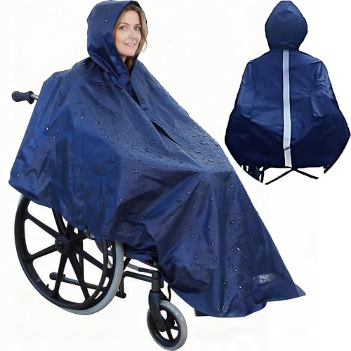 CXAFQ Poncho de lluvia reflectante de alto brillo para silla de ruedas, poncho de lluvia para discapacitados, impermeable para personas mayores, poncho impermeable para silla de ruedas, cobertura