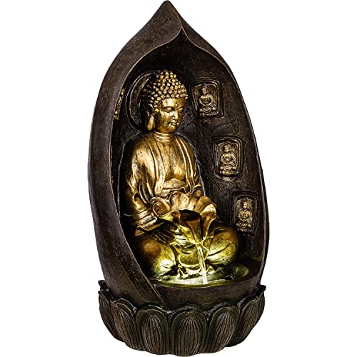 STILISTA Gartenbrunnen Buddha 64 x 35 x 29 cm, mit LED Beleuchtung,...