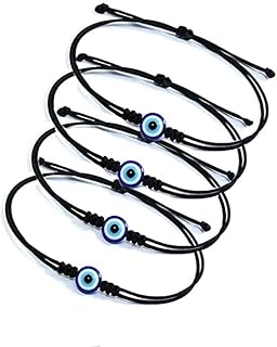 SUSVIJ Evil Eye with Black Cord Handmade Bracelet for Unisex Adult Evil Eye Nazar Thread Adjustable Friendship Band For Wo...