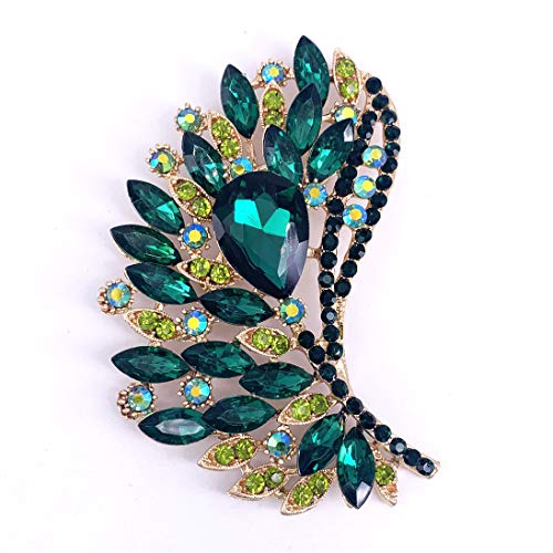 Image of SELOVO Rhinestone Crystal Big Large Brooch Pin Jewerly Accessory Gold Tone