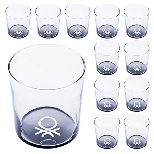 Set Cristalería 12 Piezas De Vasos De Vidrio, Decorados, 33 Cl. En Oferta United Colors Of Benetton. Pk2000 Set Cristalería 12 Piezas De Vasos De Vidrio, Decorados, 33 Cl, Cristal, Negro