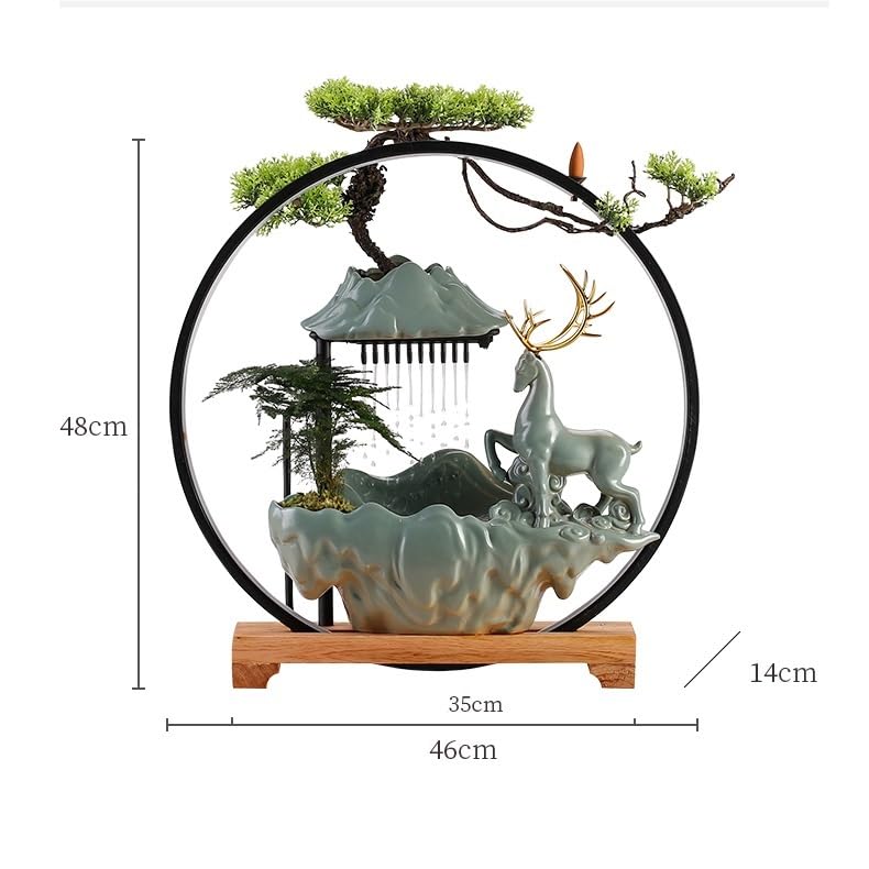 Fuente Decorativa de jardín, Fuente de Agua con Cascada, de cerámica, con iluminación LED, Quemador de Incienso, Feng Shui Zen, decoración para salón, Dormitorio, Oficina