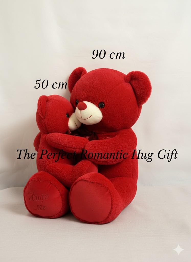 Giant Red Teddy Bear with Ribbon Bow, Soft Plush Stuffed Animal, 90cm or 50cm - Image 3