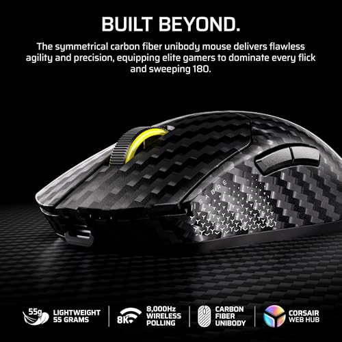 Image of Corsair Sabre v2 PRO Wireless CF FPS Gaming Mouse - 33,000 DPI Marksman S Sensor, 8,000Hz Hyper-Polling, Carbon Fiber Unibody, Lightweight, Up to 120hr Battery - Black