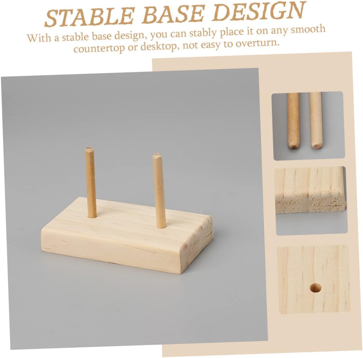 Wooden Thread Holder 2pcs Khaki Spool Stand for Quilting Xmas image 2