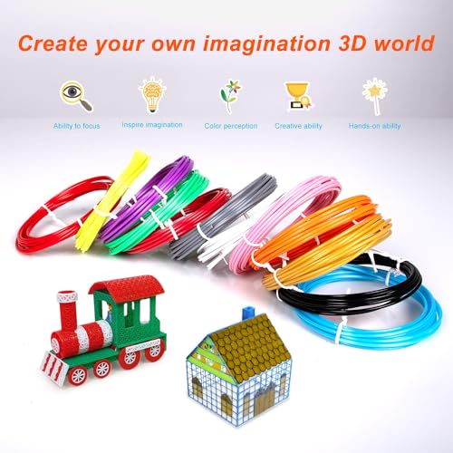 Image of Kretrum 3D Pen Filament Refills 12 Colors Compatible with SCRIB3D MYNT3D PIKA3D 3D Pen for Kids Each Color 10Feet 1.75mm PLA 3D Printing Pen Filament Refills, NOT FIT 3Doodler Start Pen