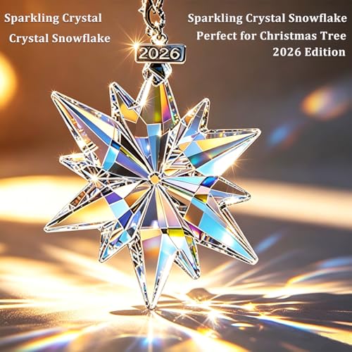 2026 Annual Christmas Ornaments Crystal Snowflake Star, Sparkly Crystal Ornament for Christmas Tree, Beautiful Ornaments for Women Girls — view 2