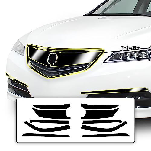BOGAR TECH DESIGNS Calcomanía de vinilo de repuesto para parachoques delantero de rejilla compatible con Acura TLX 2015-2017, negro brillante