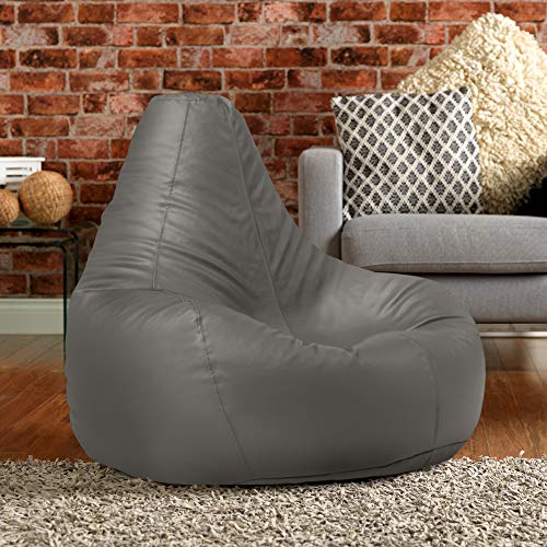 Bean Bag Bazaar Sitzsack aus Kunstleder „Recliner“, Grau, Gamer Sitzsack für Erwachsene und Kinder, Sitzsack mit Füllung – Bild 4