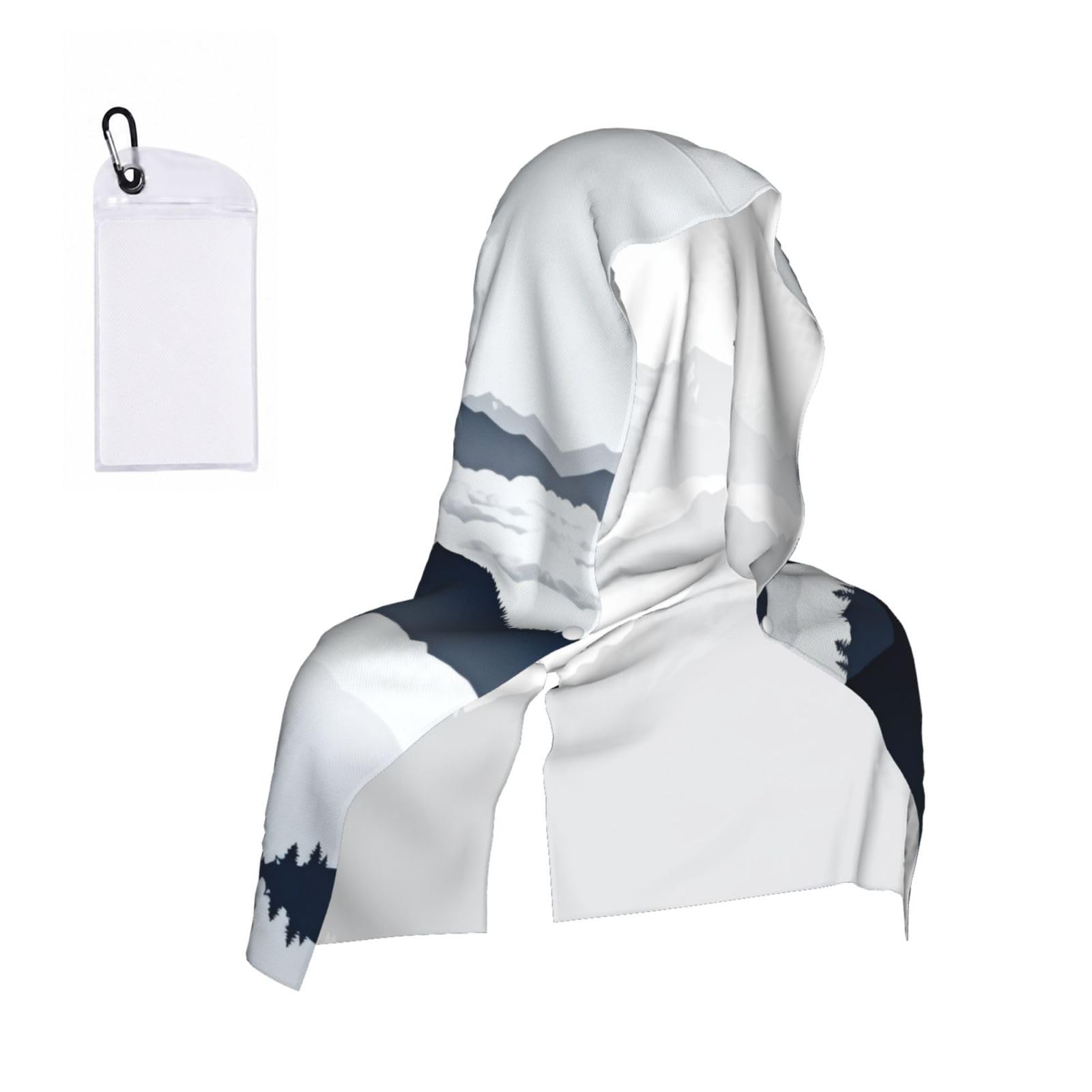 CNTDBU Snow Mountain Peak Cooling Towel Hooded-Instant Chill Neck Cover for Sports, UV Cooling Rag for Running Gym