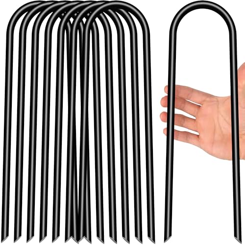 Image of Heavy Duty Trampoline Stakes Anchors High Wind U Type Sharped Ends Safety Ground Anchors Galvanized Steel 11.8 inch for Soccer Goals,Tents and Garden Decorations