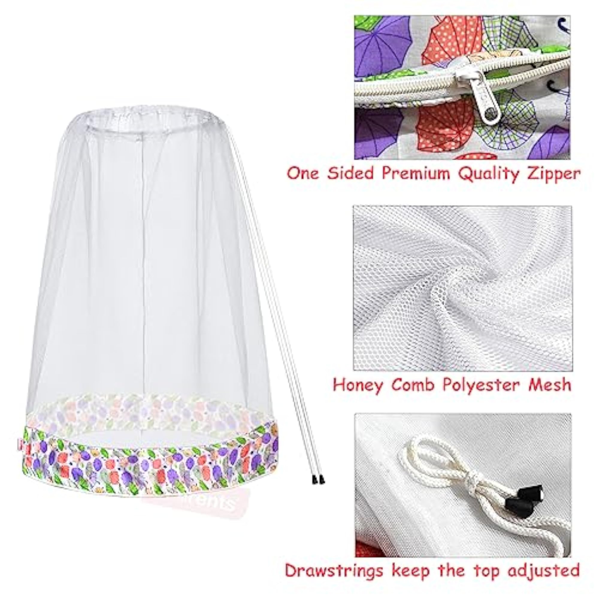 Mosquito Net for Baby Cradle with Zip Opening, Purple